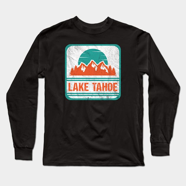 Retro Vintage Lake Tahoe USA Mountain Gift for Men Long Sleeve T-Shirt by JKFDesigns